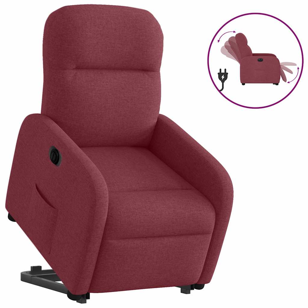 Vetonek Sillón eléctrico reclinable elevable de tela rojo tinto