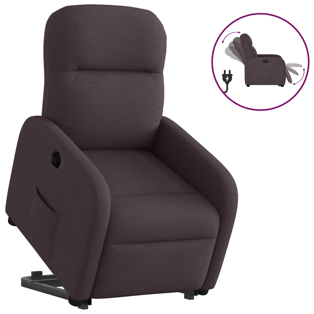 Vetonek Sillón eléctrico reclinable elevable de tela marrón oscuro