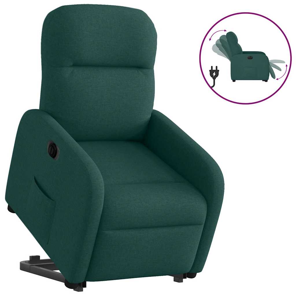 Vetonek Sillón eléctrico reclinable elevable de tela verde oscuro