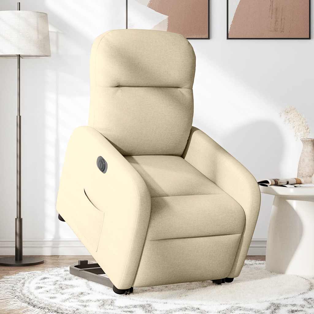 Vetonek Sillón eléctrico reclinable elevable de tela color crema