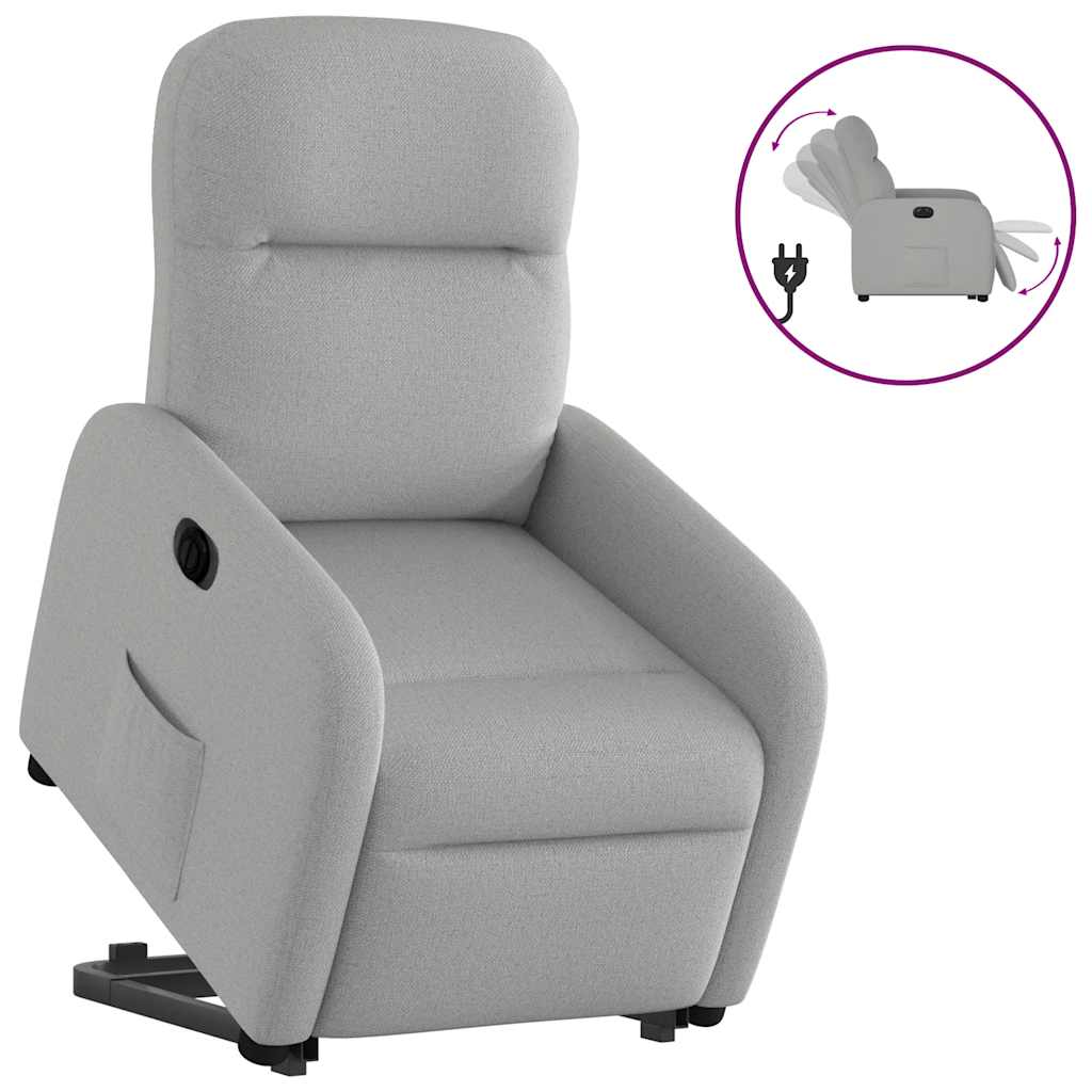 Vetonek Sillón eléctrico reclinable elevable de tela gris nube