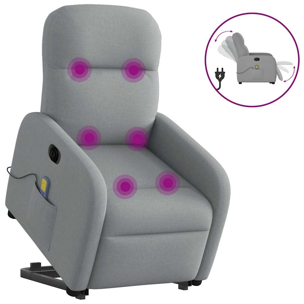 Vetonek Sillón de masaje eléctrico reclinable elevable tela gris claro