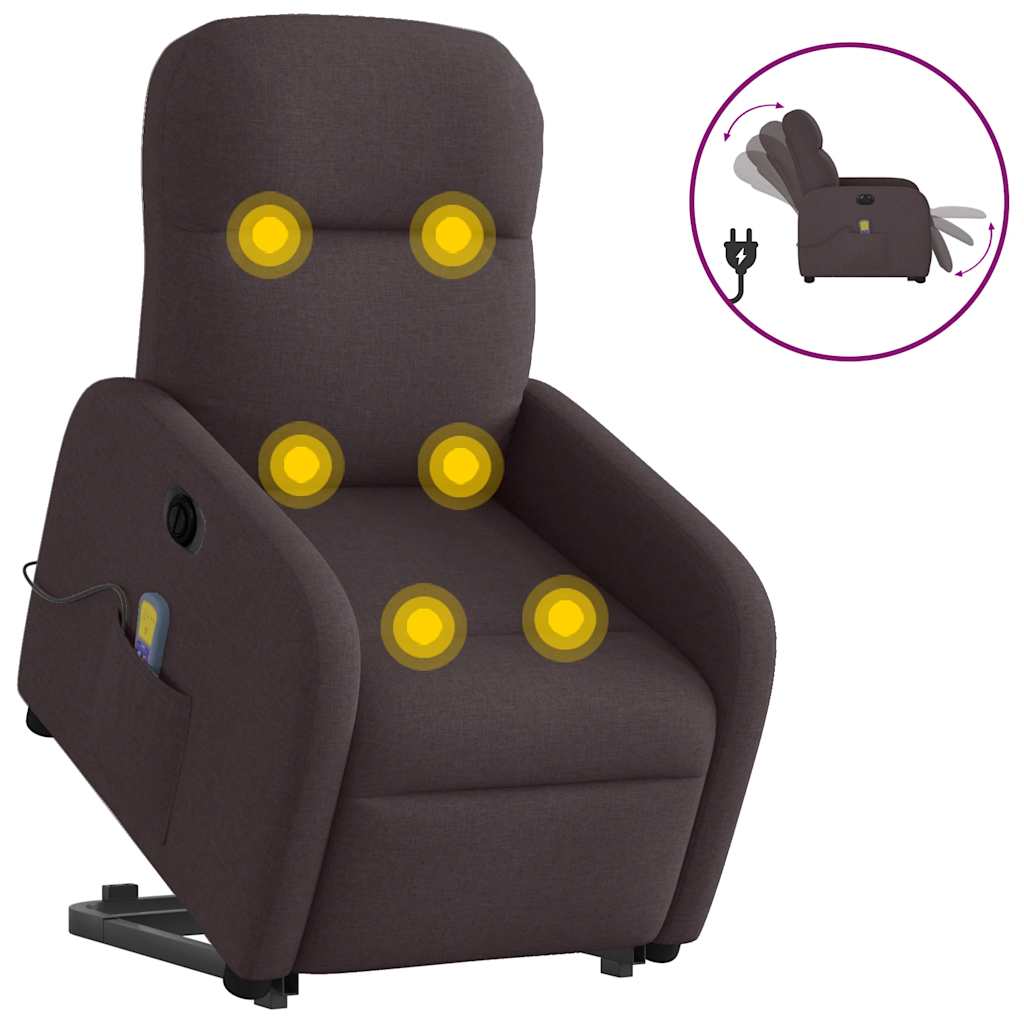 Vetonek Sillón masaje eléctrico reclinable elevable tela marrón oscuro