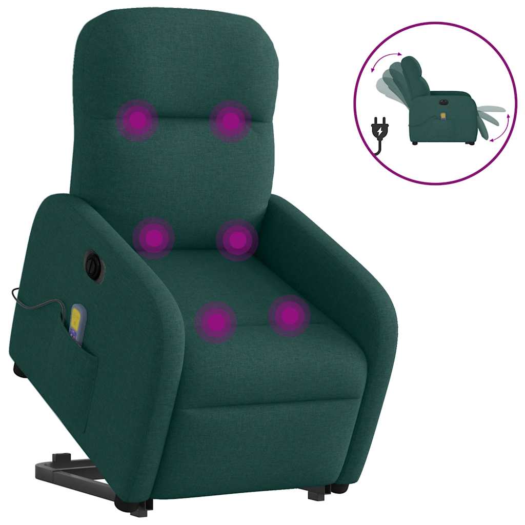 Vetonek Sillón masaje eléctrico reclinable elevable tela verde oscuro