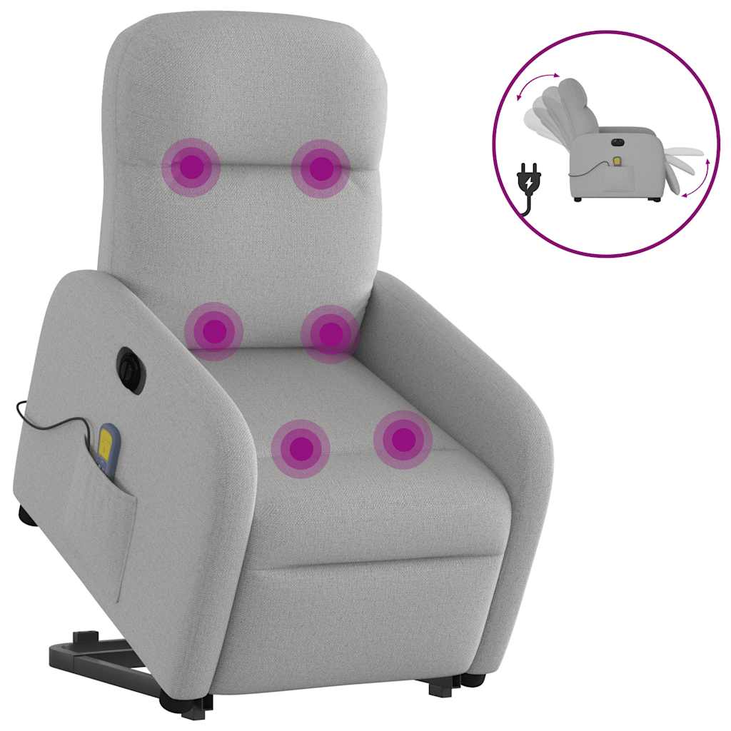 Vetonek Sillón de masaje eléctrico reclinable elevable tela gris nube