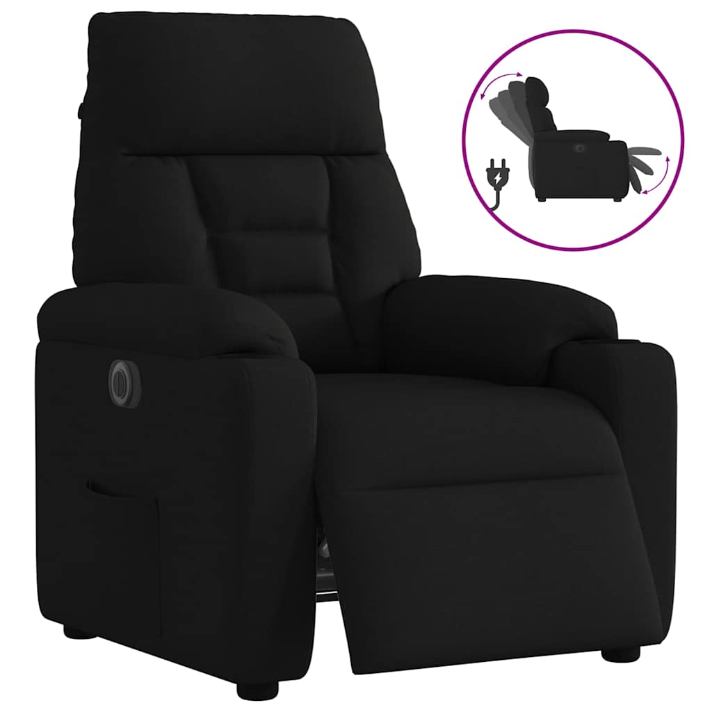 Vetonek Sillón reclinable eléctrico de tela negro