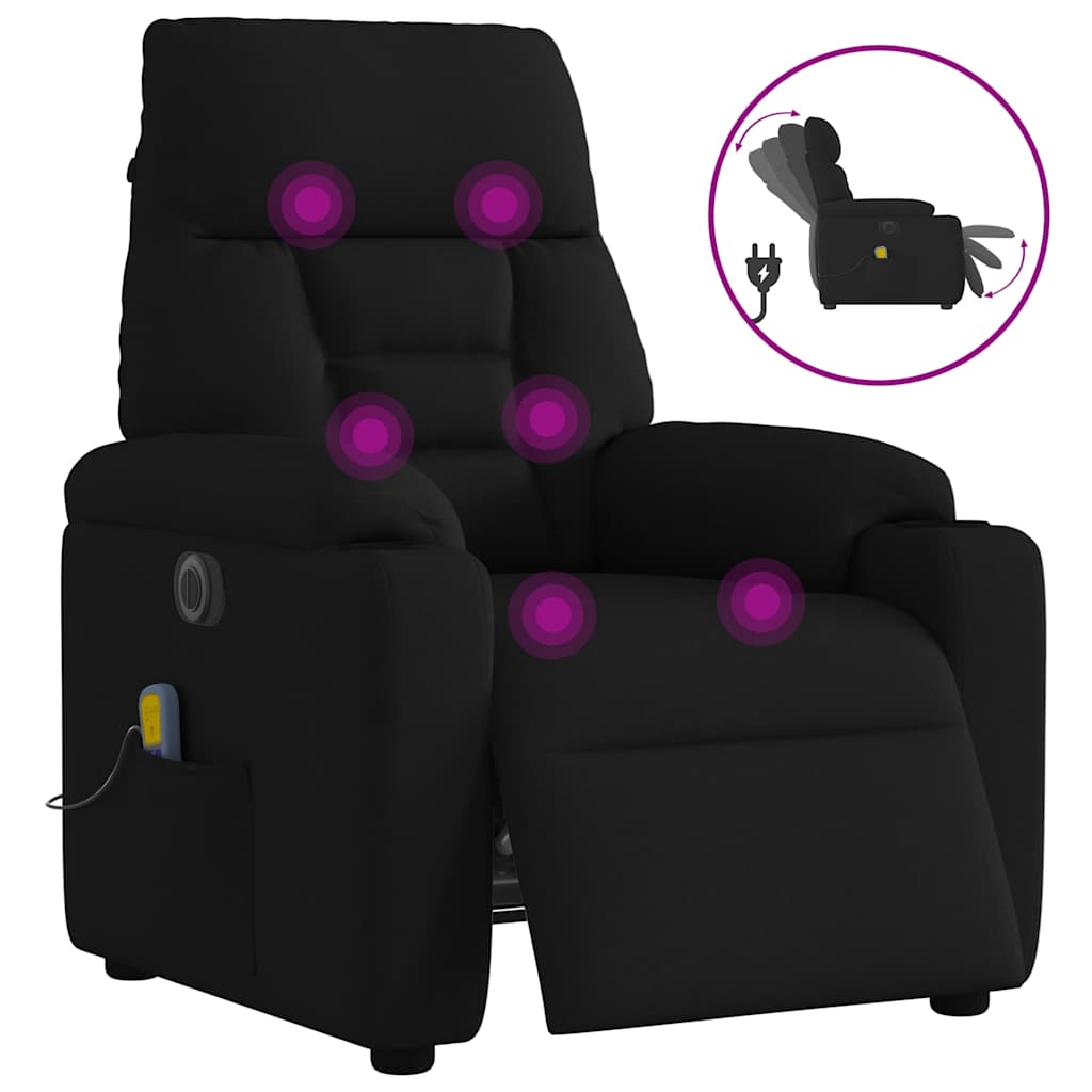 Vetonek Sillón reclinable de masaje eléctrico tela negro