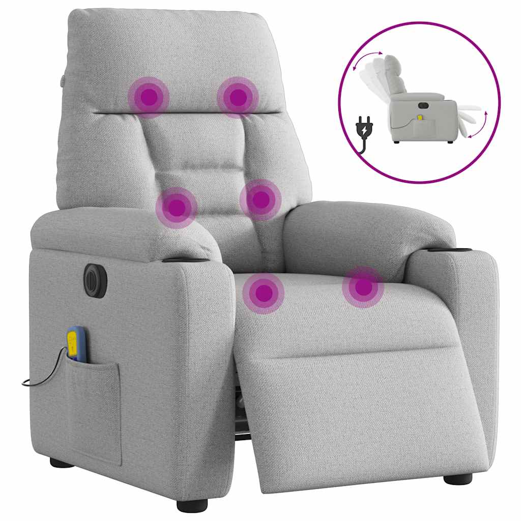 Vetonek Sillón reclinable de masaje eléctrico tela gris nube