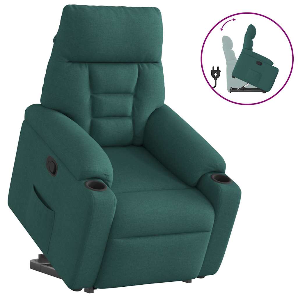 Vetonek Sillón reclinable elevable tela verde oscuro