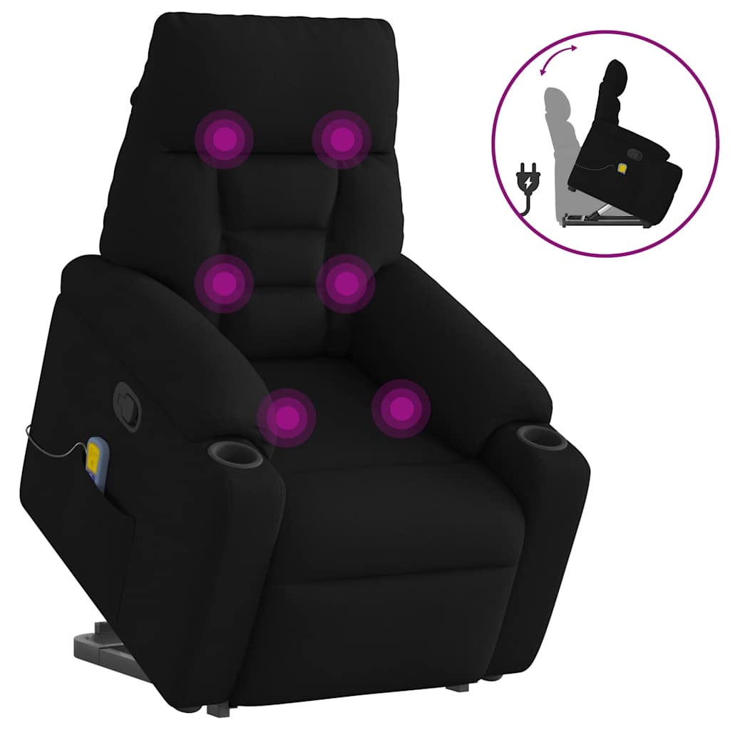 Vetonek Sillón reclinable de masaje elevable tela negro