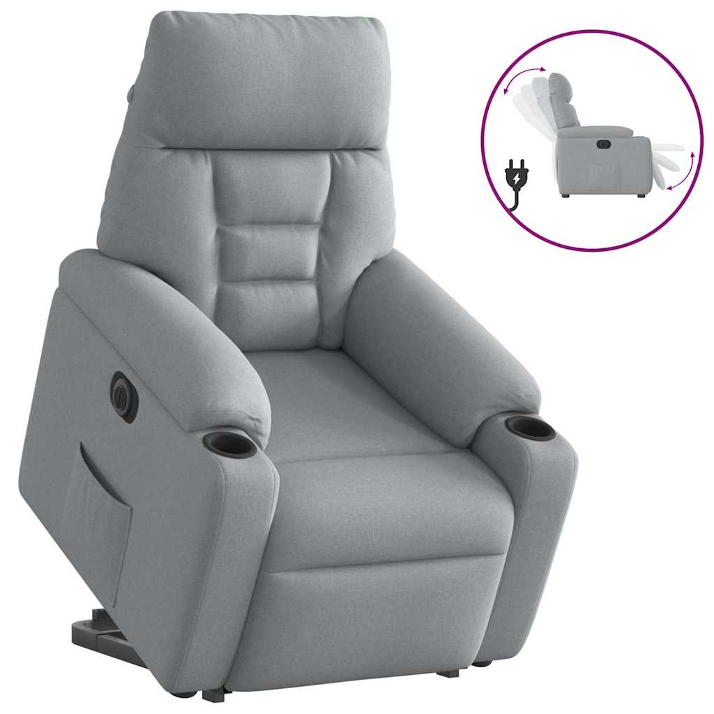 Vetonek Sillón eléctrico reclinable elevable de tela gris claro