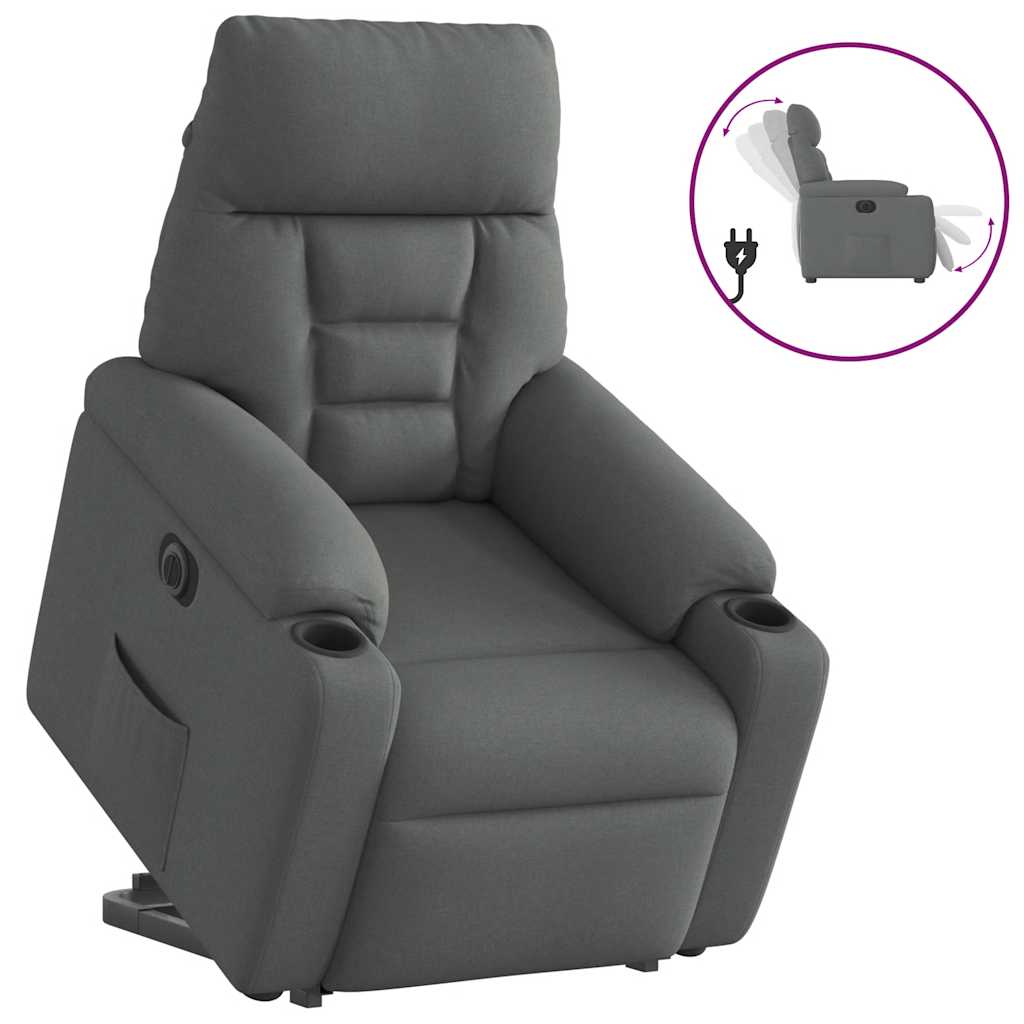 Vetonek Sillón eléctrico reclinable elevable de tela gris oscuro