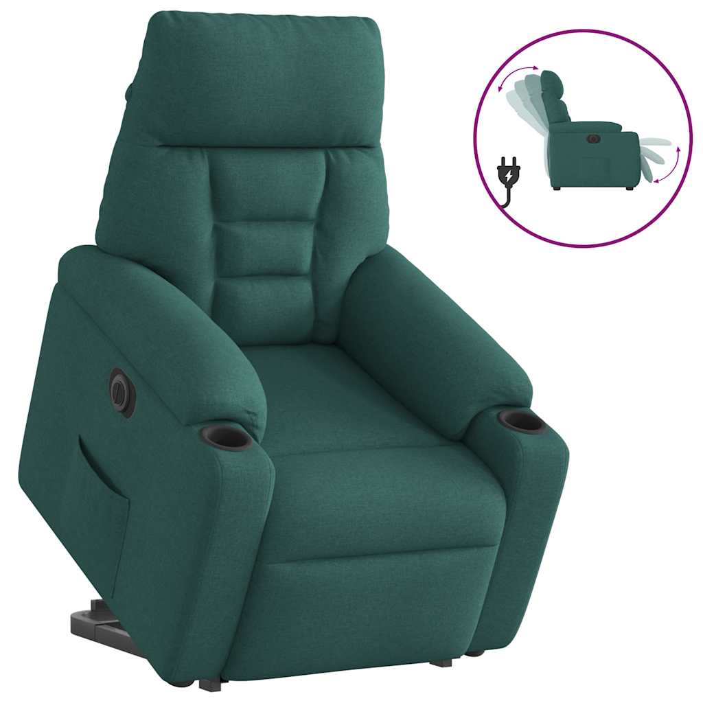 Vetonek Sillón eléctrico reclinable elevable de tela verde oscuro