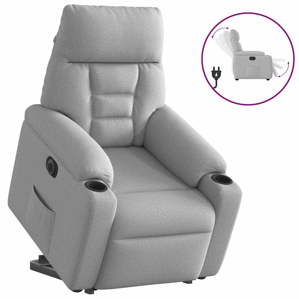 Vetonek Sillón eléctrico reclinable elevable de tela gris nube