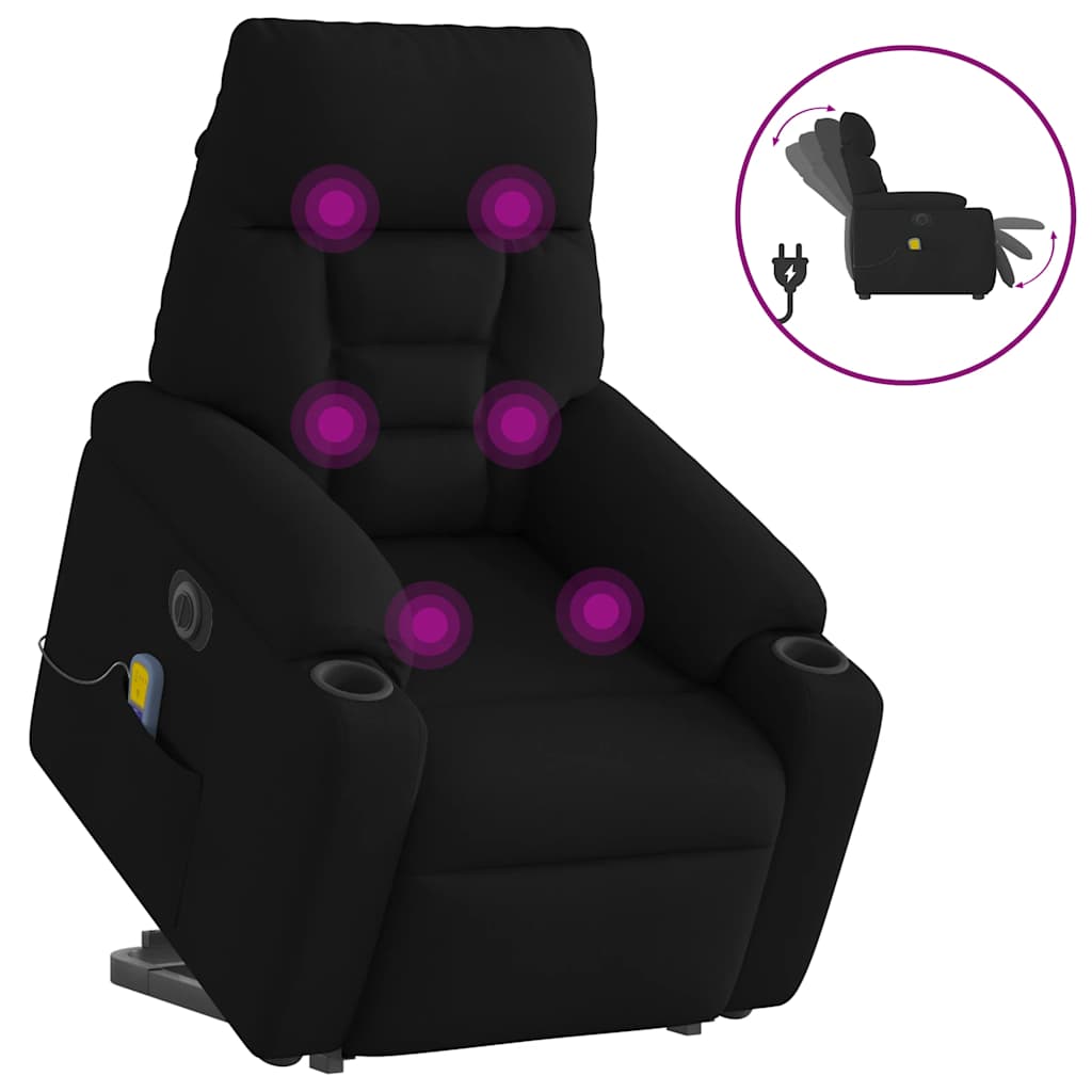 Vetonek Sillón de masaje eléctrico reclinable elevable tela negro