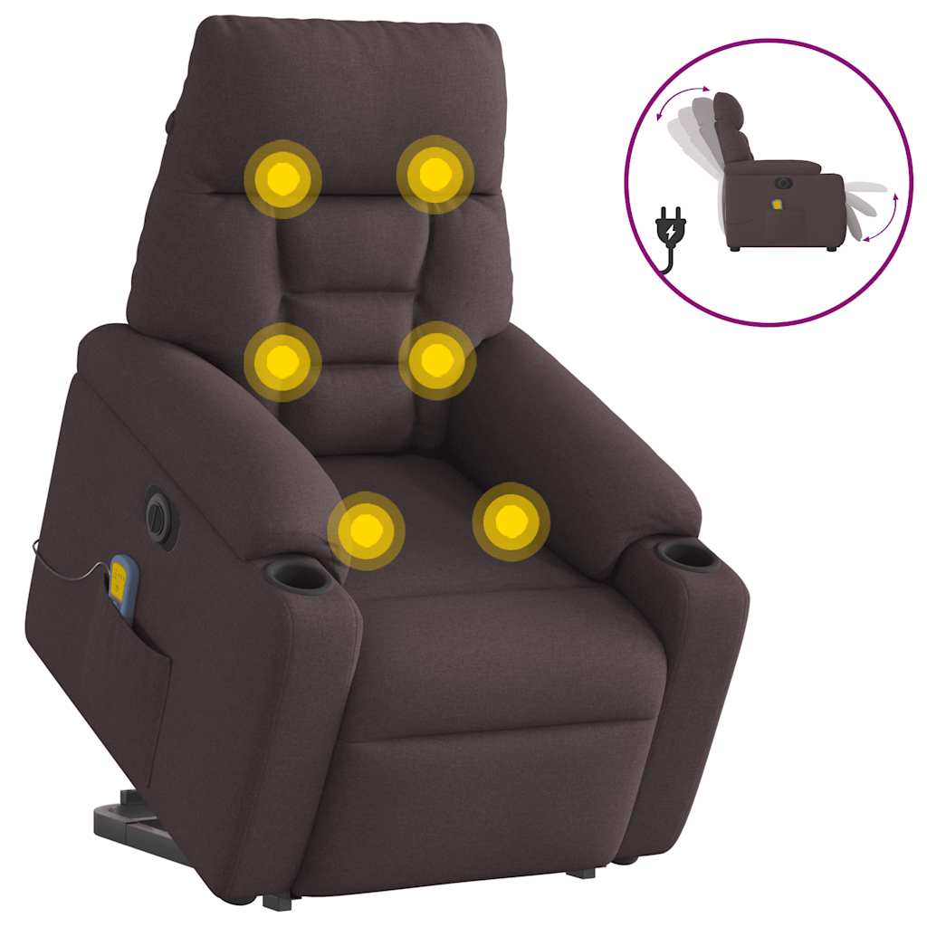 Vetonek Sillón masaje eléctrico reclinable elevable tela marrón oscuro