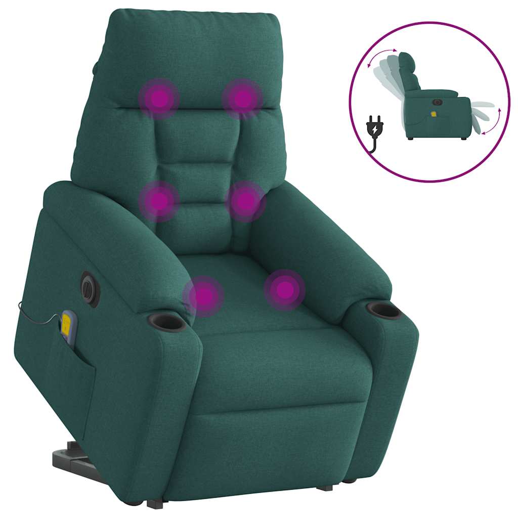 Vetonek Sillón masaje eléctrico reclinable elevable tela verde oscuro