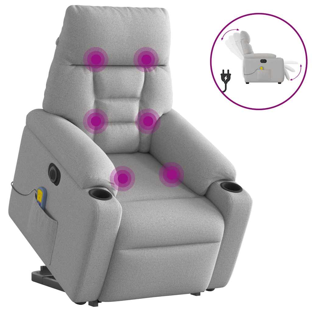 Vetonek Sillón de masaje eléctrico reclinable elevable tela gris nube