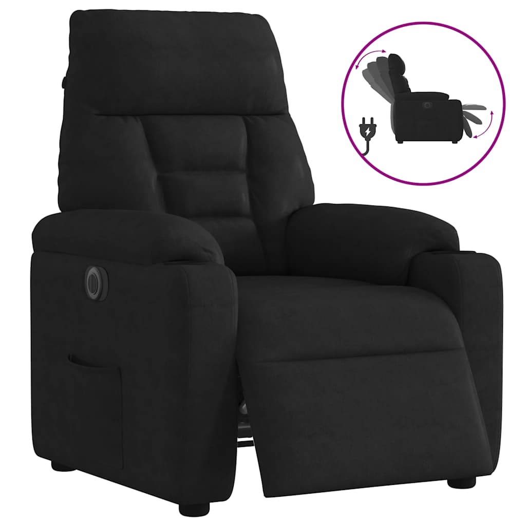 Vetonek Sillón reclinable eléctrico tela de microfibra negro