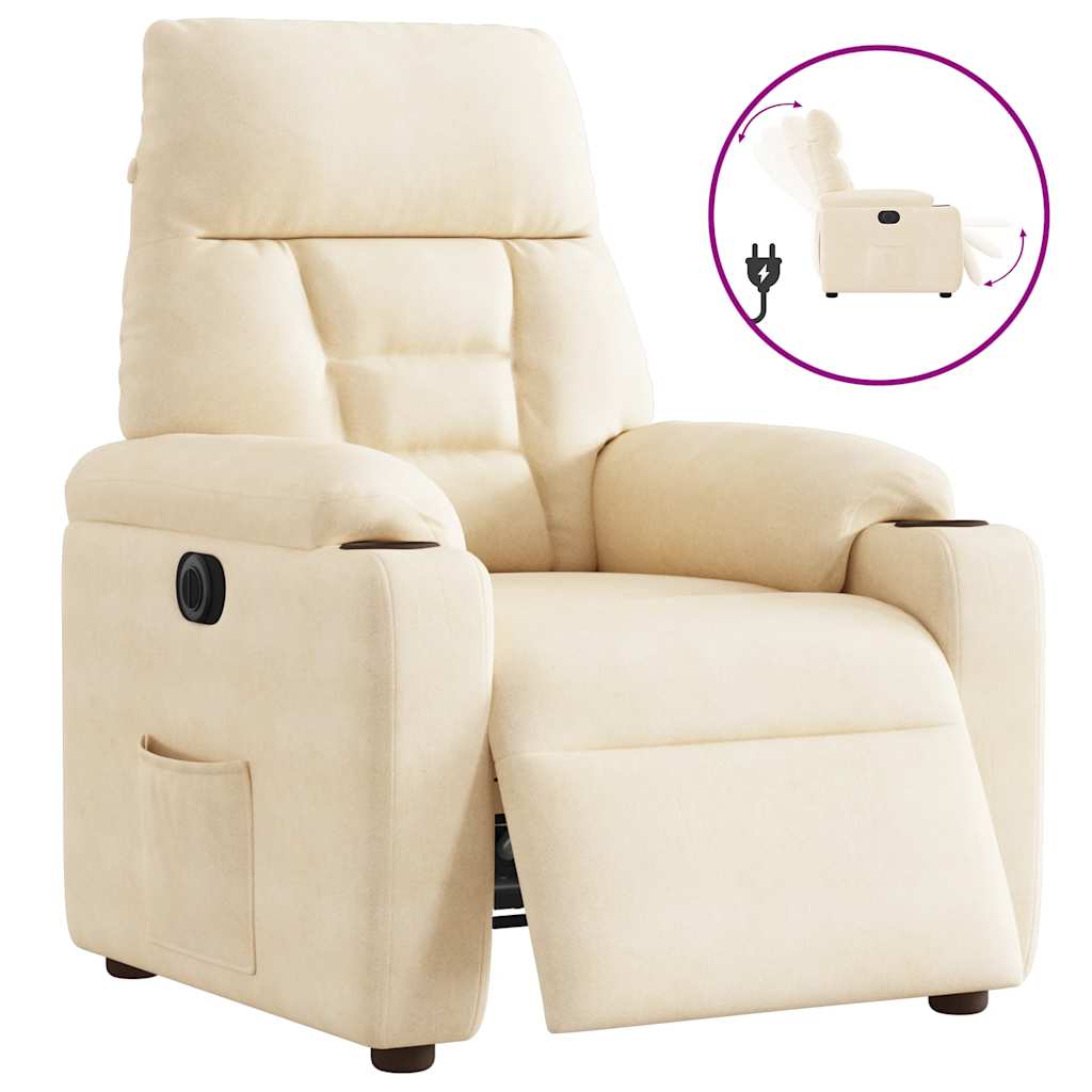 Vetonek Sillón reclinable eléctrico tela de microfibra beige