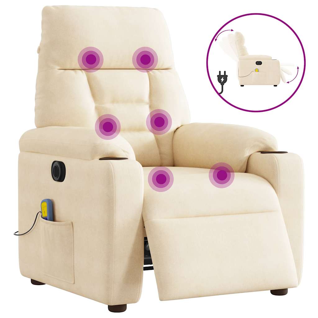 Vetonek Sillón reclinable de masaje eléctrico tela de microfibra beige