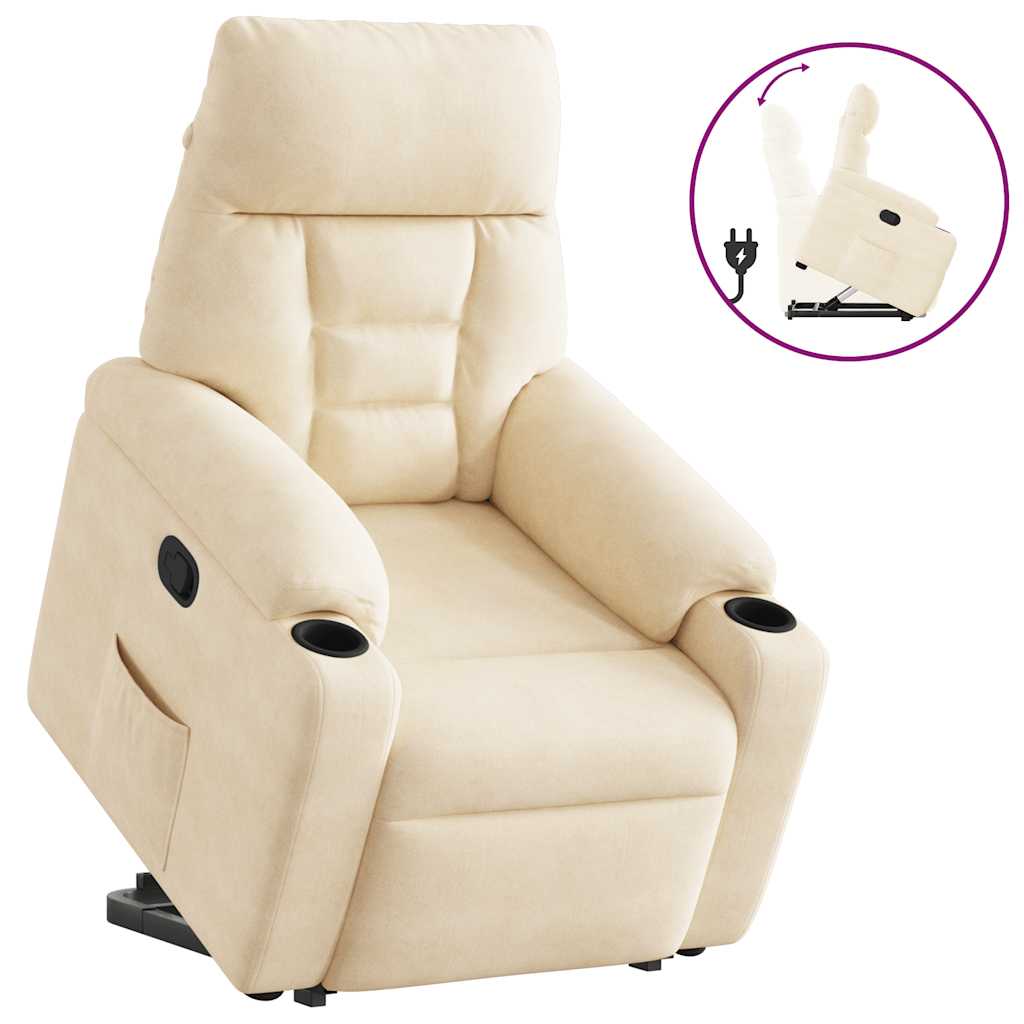 Vetonek Sillón reclinable elevable tela de microfibra beige