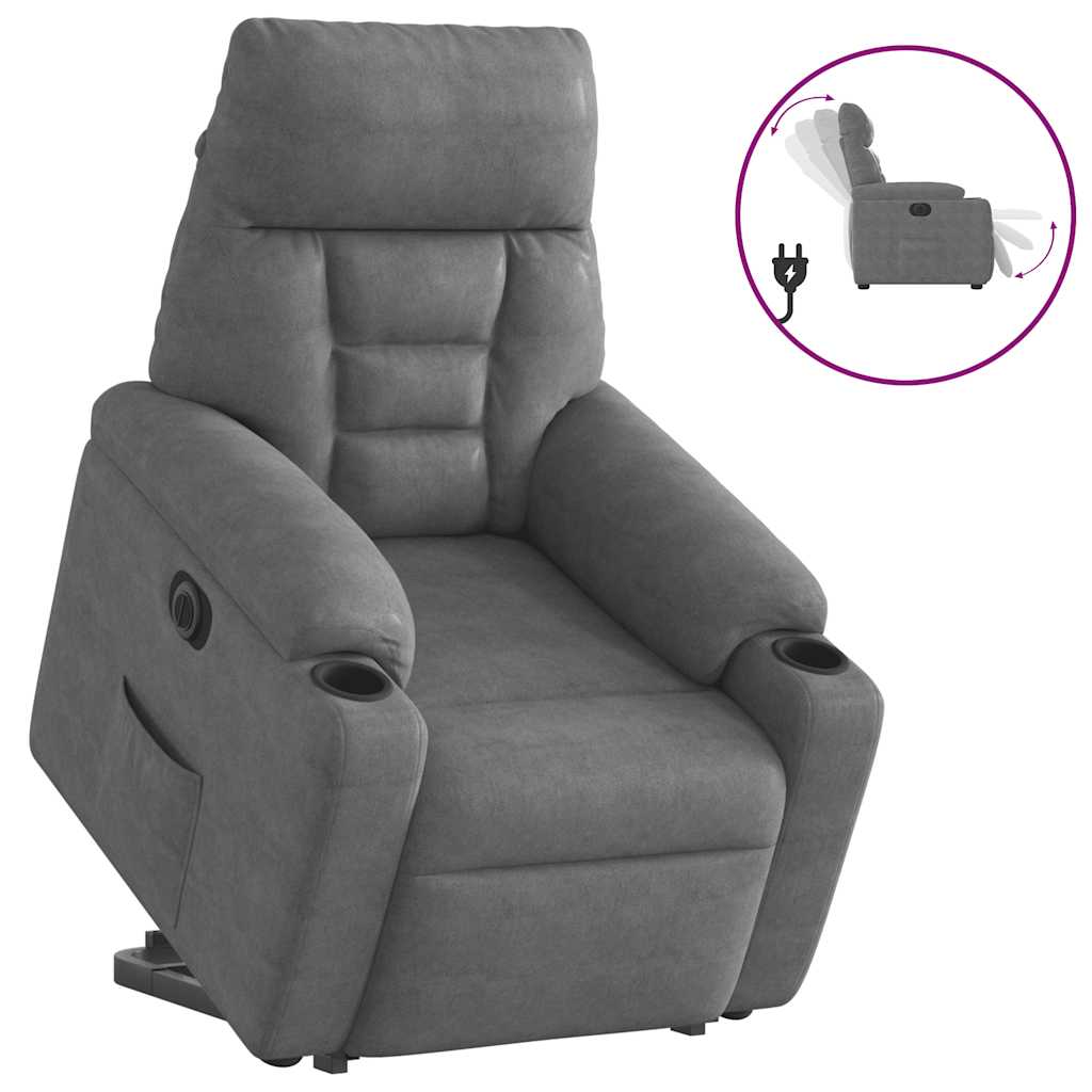 Vetonek Sillón eléctrico reclinable elevable tela microfibra gris