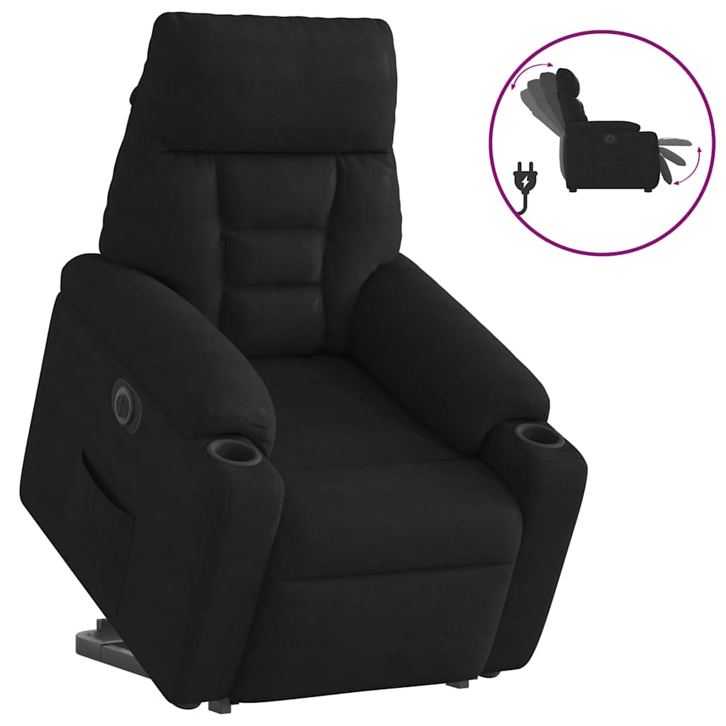 Vetonek Sillón eléctrico reclinable elevable tela microfibra negro