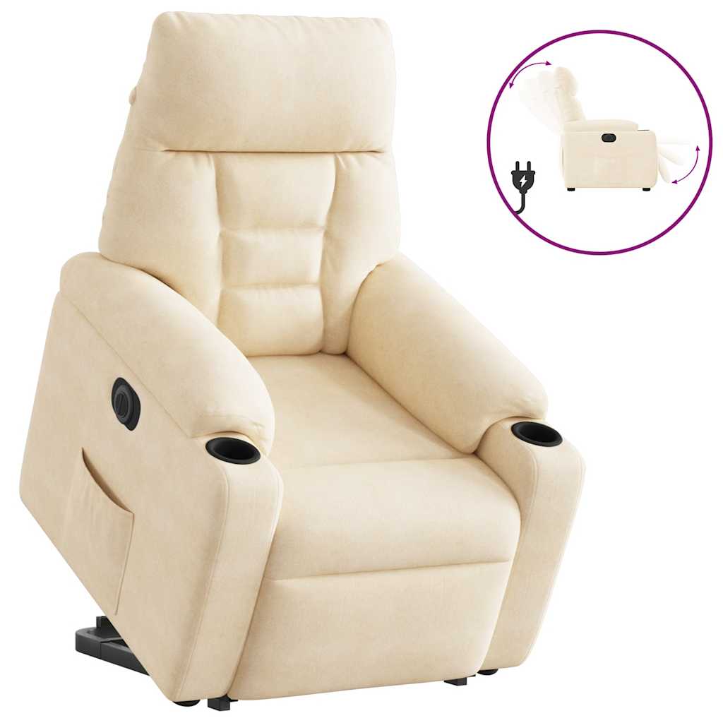 Vetonek Sillón eléctrico reclinable elevable tela microfibra beige