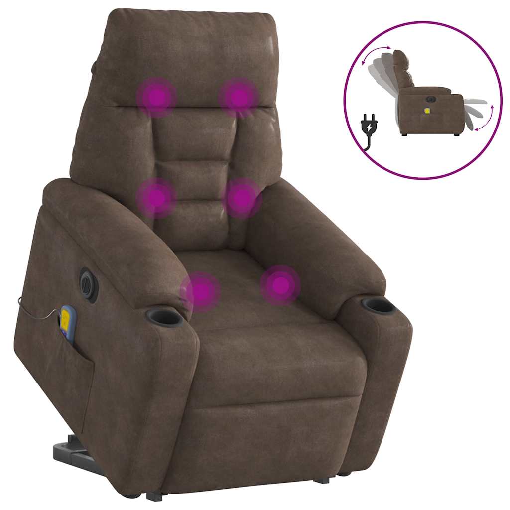 Vetonek Sillón masaje eléctrico reclinable elevable tela marrón