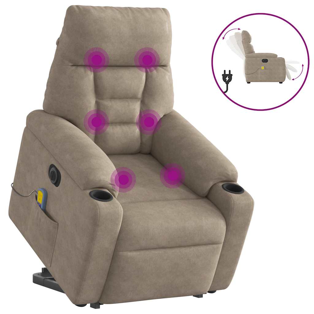 Vetonek Sillón masaje eléctrico reclinable elevable tela gris taupe