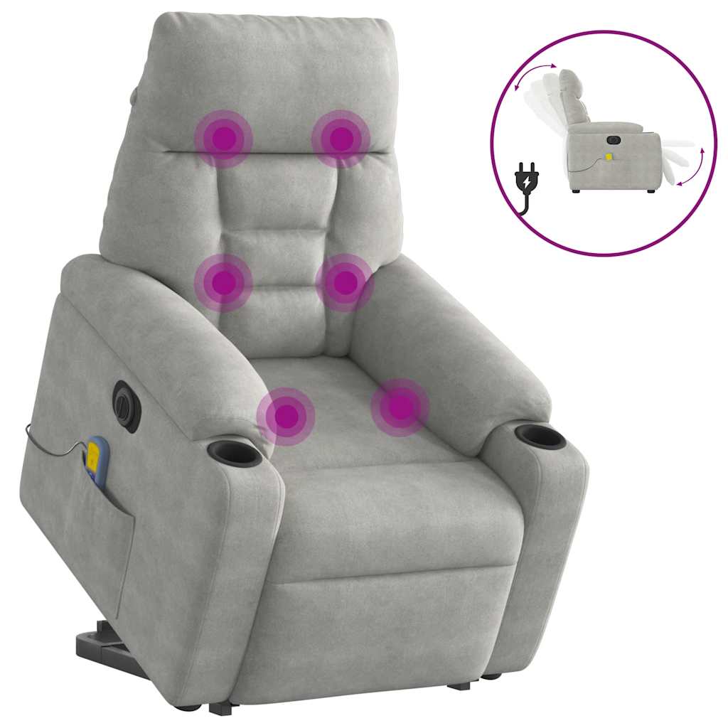 Vetonek Sillón masaje eléctrico reclinable elevable tela gris claro