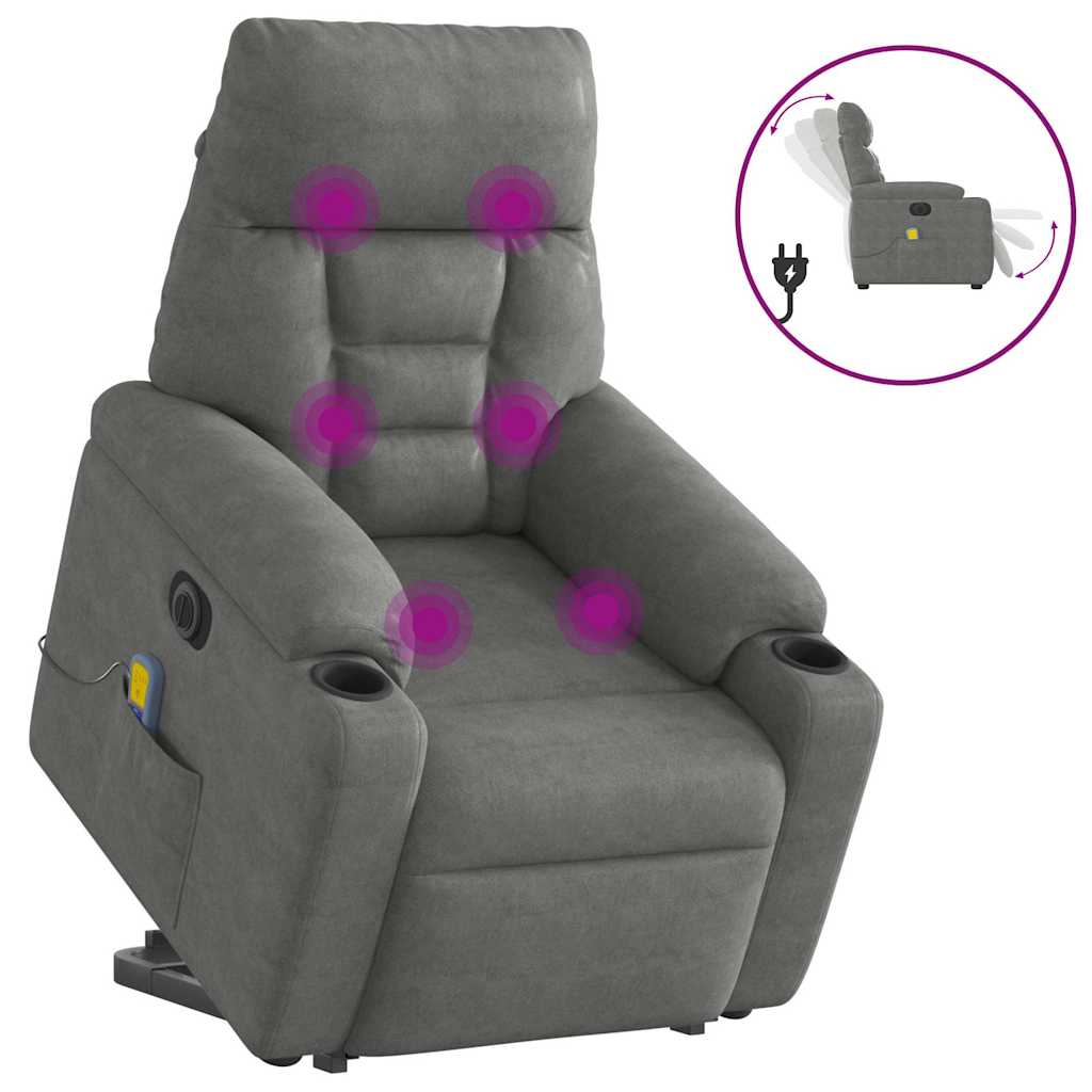 Vetonek Sillón masaje eléctrico reclinable elevable tela gris oscuro