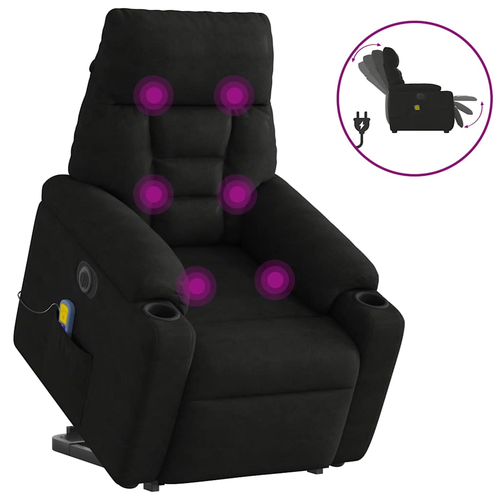 Vetonek Sillón masaje eléctrico reclinable elevable tela negro