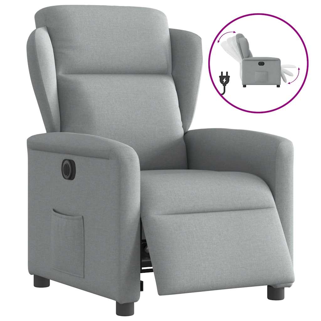 Vetonek Sillón reclinable eléctrico tela gris claro