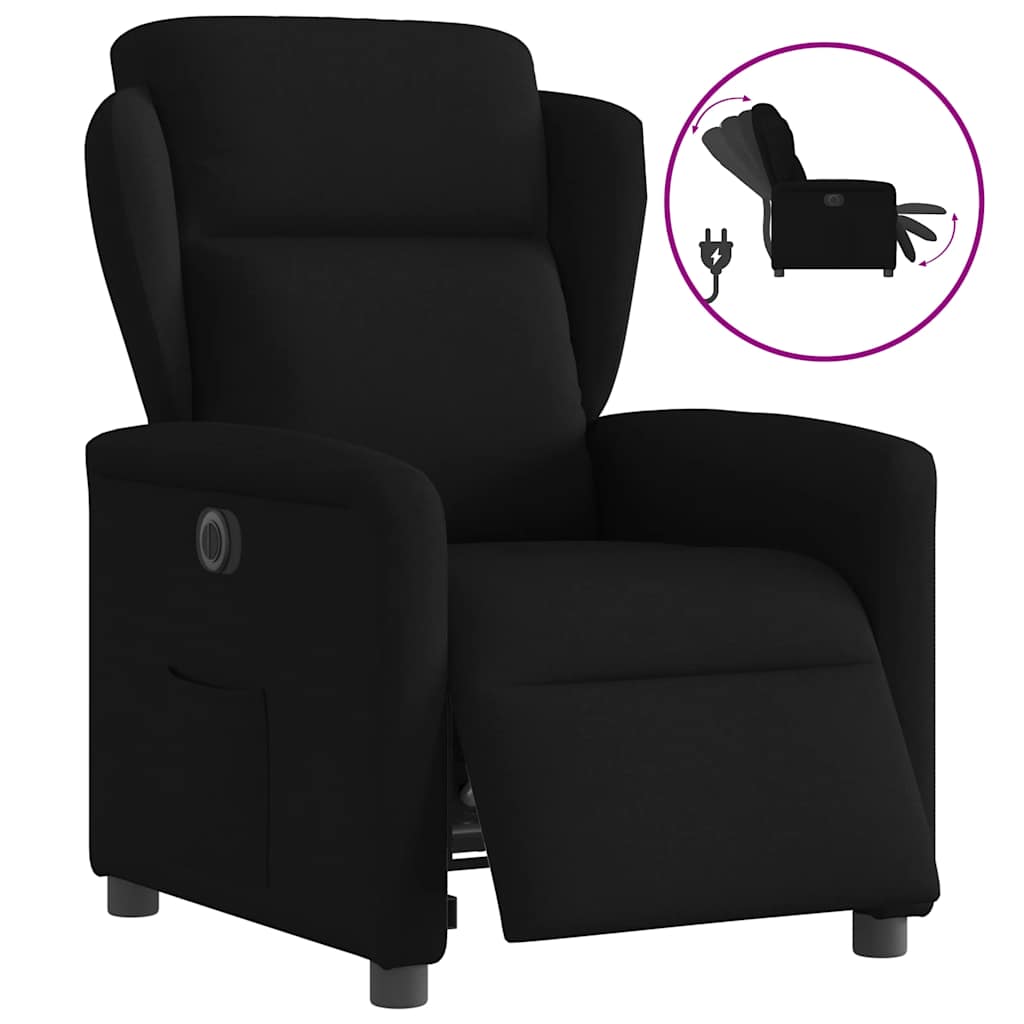 Vetonek Sillón reclinable eléctrico de tela negro