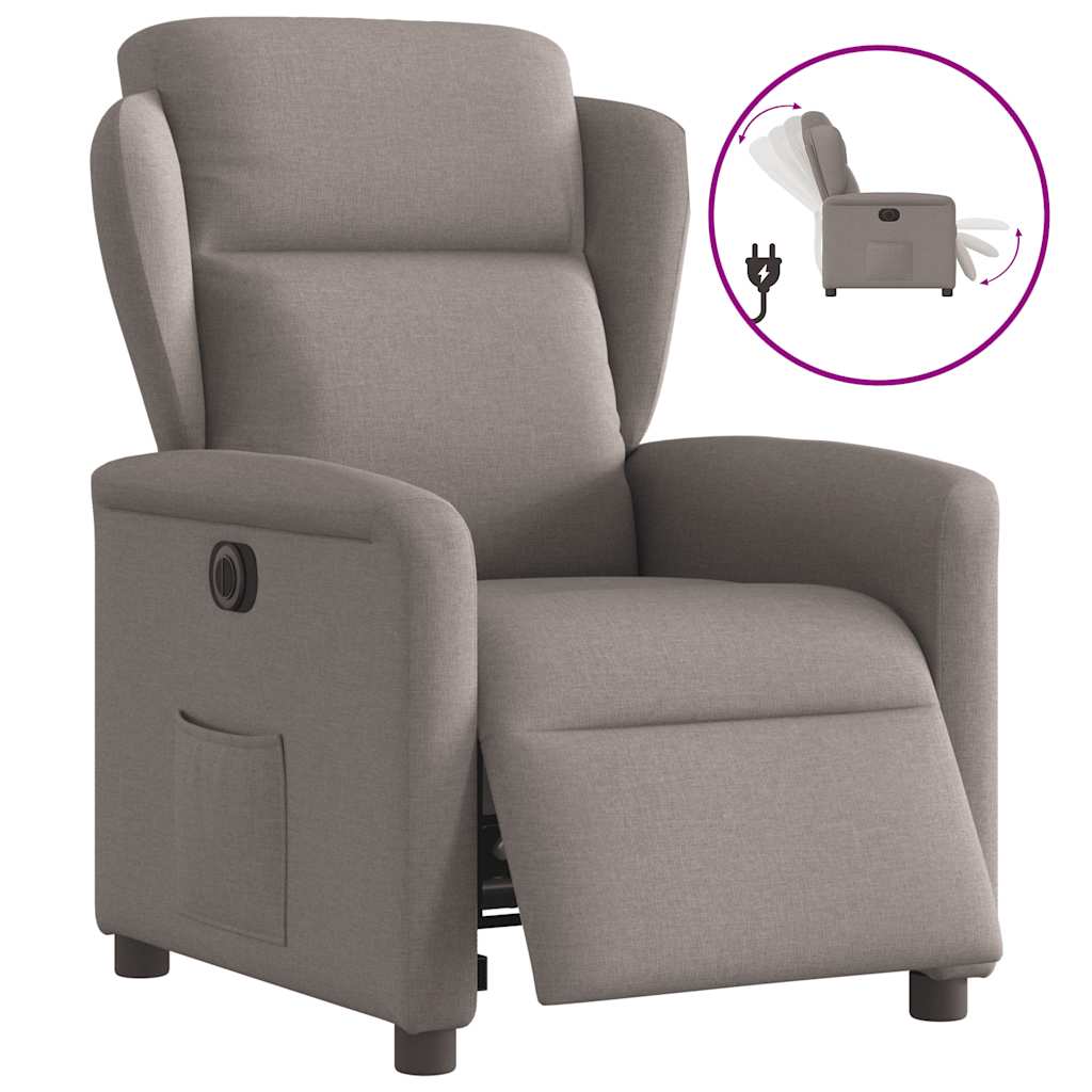 Vetonek Sillón reclinable eléctrico tela gris taupé