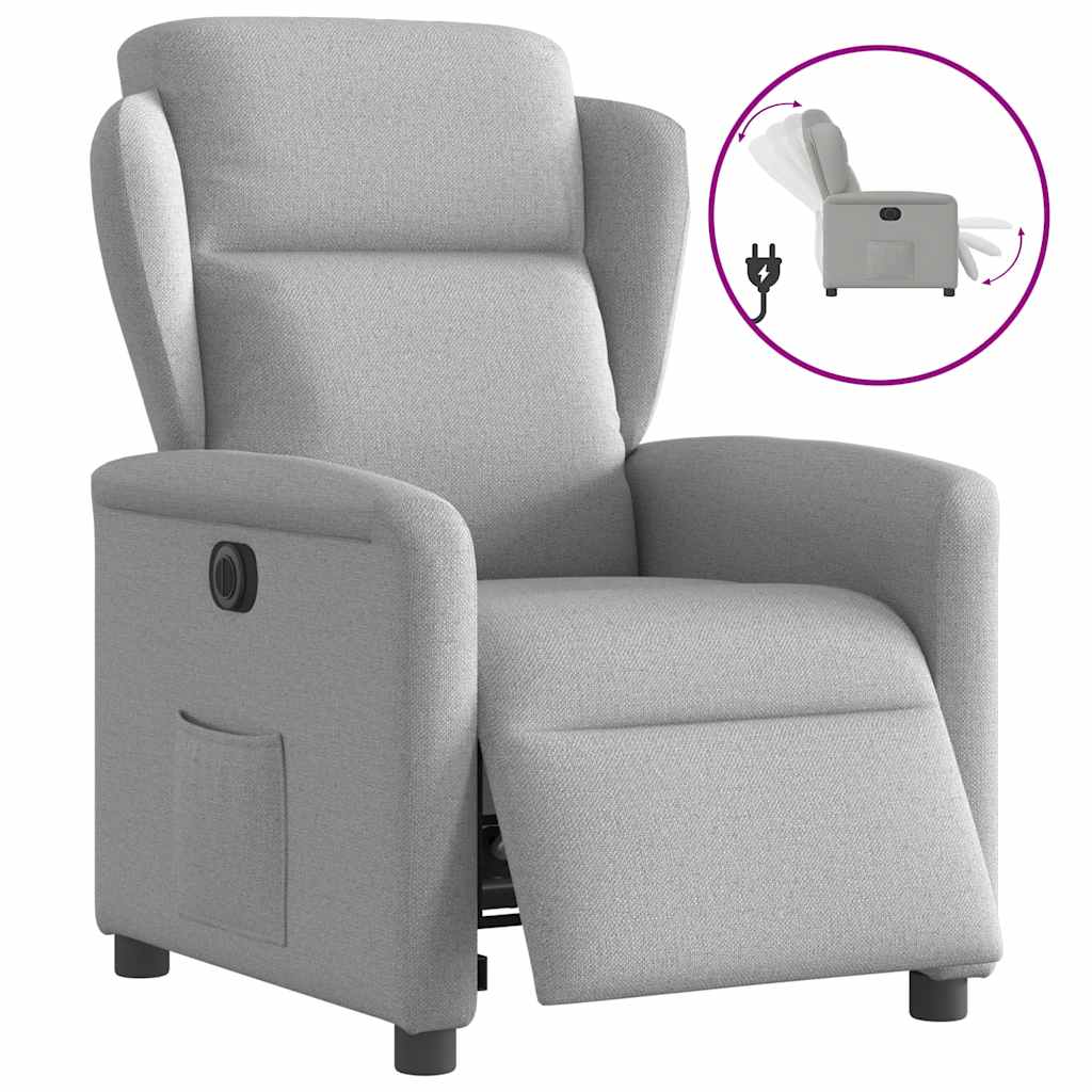 Vetonek Sillón reclinable eléctrico de tela gris nube