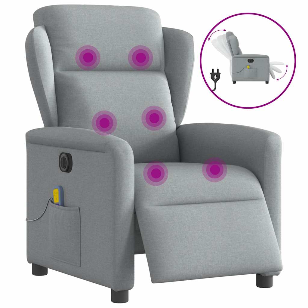 Vetonek Sillón reclinable de masaje eléctrico tela gris claro