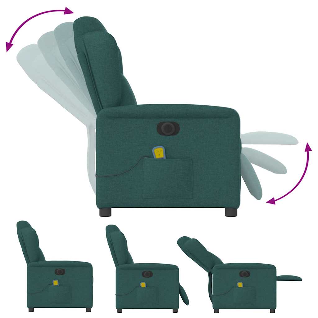 Sillón reclinable de masaje eléctrico tela verde oscuro V1120 Vetonek