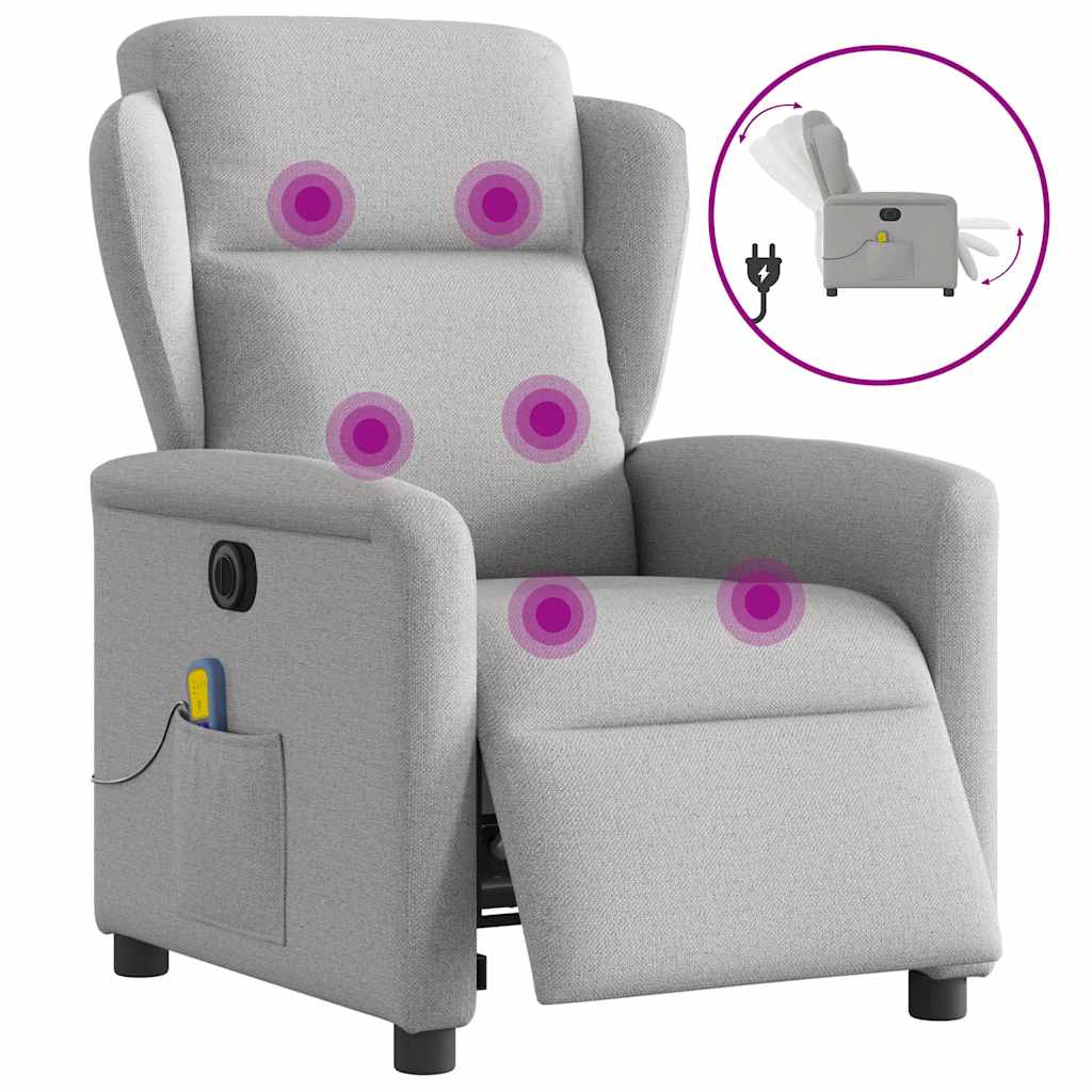 Vetonek Sillón reclinable de masaje eléctrico tela gris nube