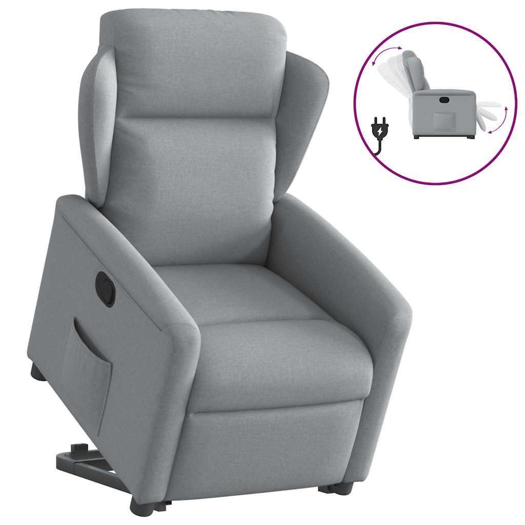 Vetonek Sillón reclinable elevable de tela gris claro