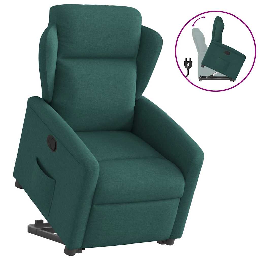 Vetonek Sillón reclinable elevable tela verde oscuro