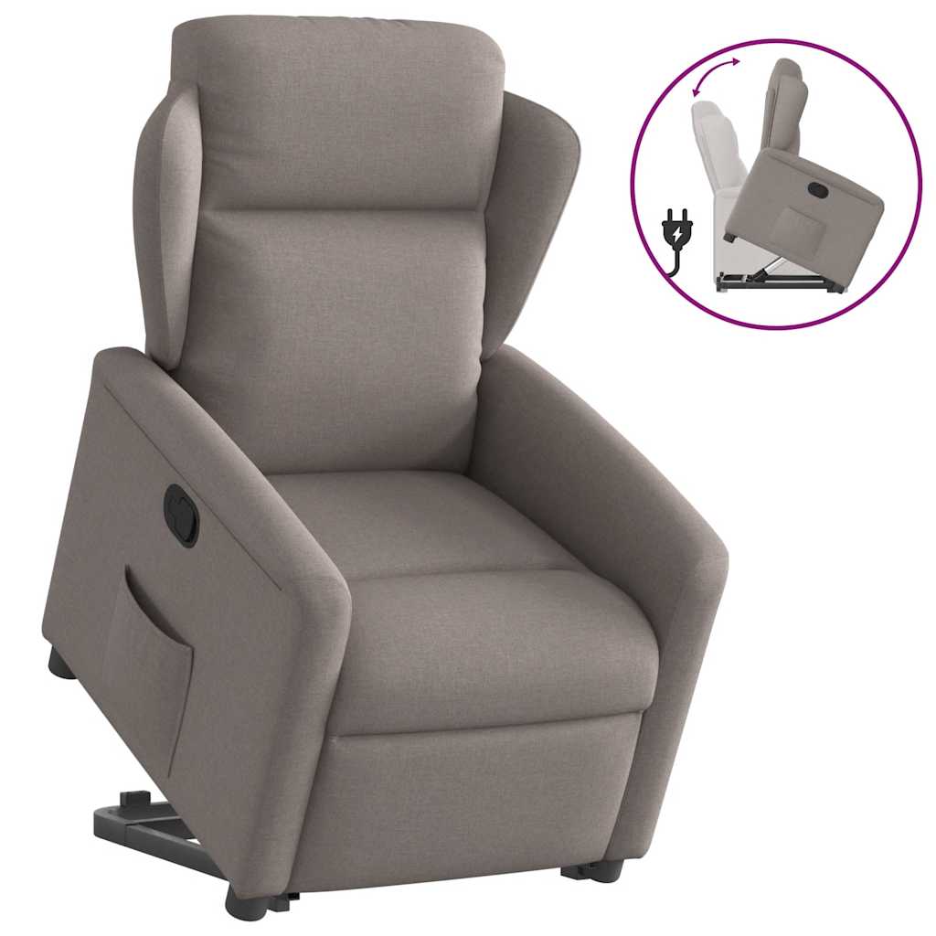 Vetonek Sillón reclinable elevable tela gris taupe