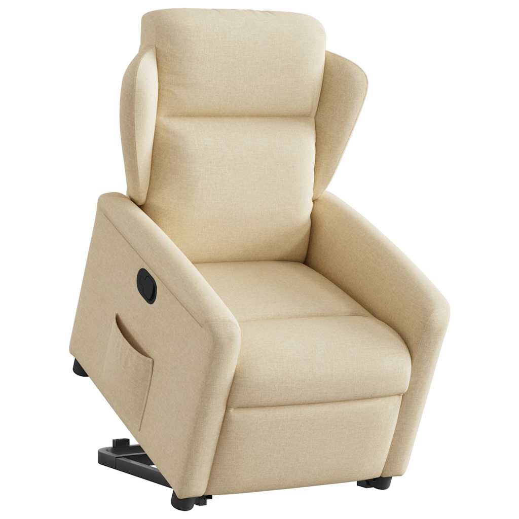 Reinclinable armchair of cream color fabric