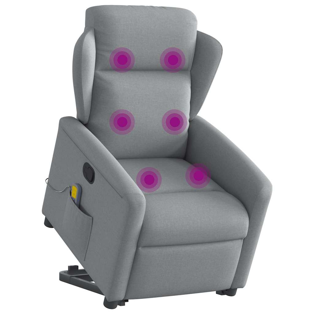 Reclining massage armchair with a light gray foot foot