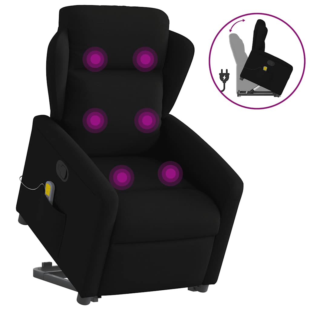 Vetonek Sillón reclinable de masaje elevable tela negro