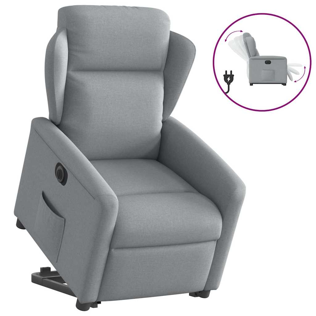 Vetonek Sillón eléctrico reclinable elevable de tela gris claro