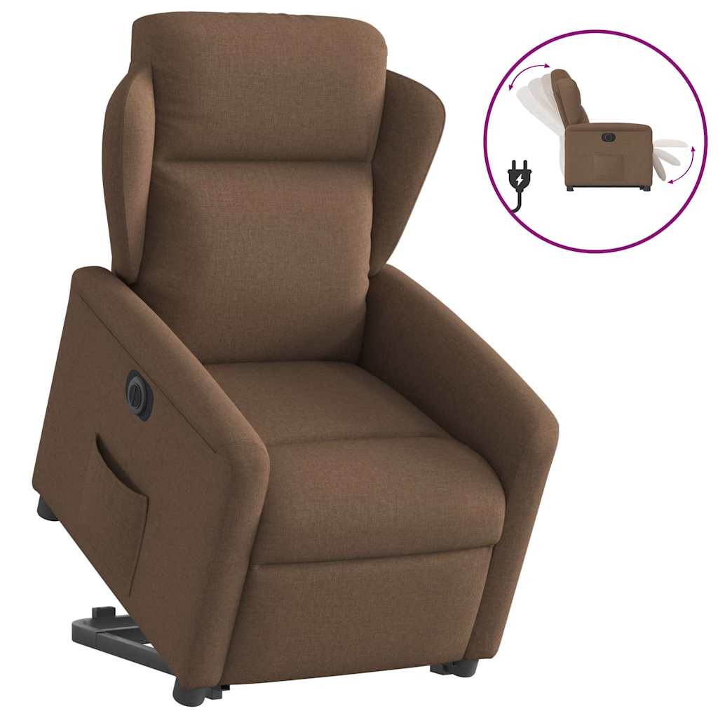 Sillón eléctrico reclinable elevable de tela marrón V1403 Vetonek
