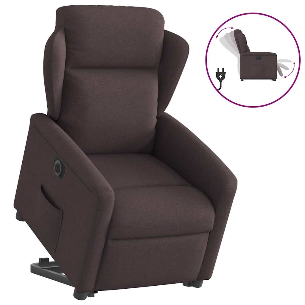 Sillón eléctrico reclinable elevable de tela marrón oscuro V1410 Vetonek
